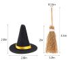 24 Pieces Halloween Mini Witch Hats Brooms Decoration Set Mini Felt Witch Hat Caps and Wizard Brooms Costume Accessories for DIY Crafts Halloween Party Favors view 4