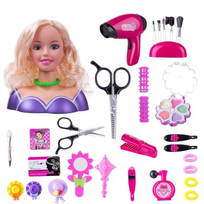 KonHaovF Kids Doll Head for Hair Styling and Make Up, Practice Makeup Doll with Hair Dryer, Accessories