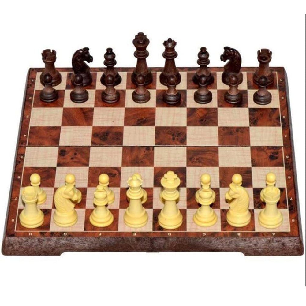 12.6in Chess Sets+Checkers Plastic Folding Chess Box Travel Board Game - Parent-Child Interaction & Beginners Kids (Size : Medium)