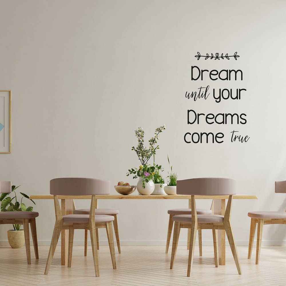 Dream Until Your Dreams Come True - Reading Quote Design Life Motivation Vinyl Wall Sticker Wall Art Wall Decal Boys Girls Kids Room Design Bedroom Nursery Kinder Home Decoration Size (30x22 inch)