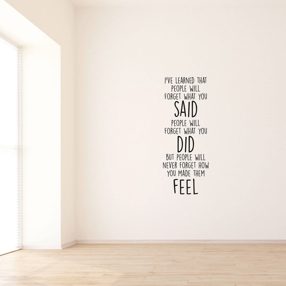 I've Learned That People Will Forget What You Said - Life Quote Reading Vinyl Design Wall Sticker Art Decal Boy Girl Kid Room Bedroom Nursery Kinder Decor Stickers Decoration Size (20x8 inch)