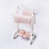 Cuteam Dollhouse Miniatures Furniture Accessories, Mini Bathroom High Simulation Decoration Wooden Towel Rack Floor Rug Model for Bathroom Scene - A view 2