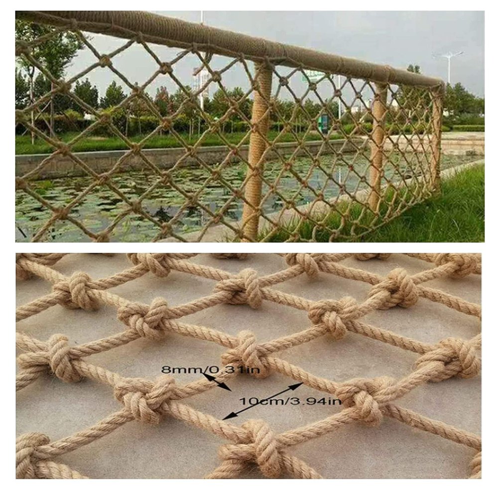 Safety Rope Net Heavy Duty Cargo Net Waterproof Hemp Rope Net Stair Fence Hammock Protective Net Garden Rope Ladder Railing Decoration Mesh Nets (Size : 3 * 3m(10 * 10ft))