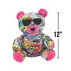 Fun Express 12" Medium Graffiti Stuffed Bears - Set of 3 | Vibrant, Soft Plush Bears for Kids, Party Favors, or Collectibles | Great Gift Idea view 2