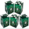 Set of 5 Authentic Las Vegas Casino Table-Played 19mm Craps Dice with Matching Serial Numbers - Four Queens (Green Polished) view 2
