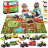 Oriate Farm Tractor Toys Vehicle with Animals & Activity Play Mat, 38Pcs Educational Realistic Kid's DIY Diecast Set, Kids Tractors Trailer Sprayer Cow Animal Toy Birthday Gift view 1