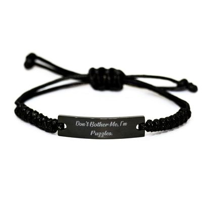 amangny Don't Bother Me, I'm Puzzles. Puzzles Black Rope Bracelet, Useful Puzzles Gifts, Engraved Bracelet for Friends