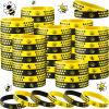 60 Pieces Bee Rubber Bracelets Bulk Bee Theme Party Favors Silicone Wristbands Black and Yellow Color Stretch Bracelets for Boy Girl Costume Accessories Birthday Baby Shower Party Supplies view 1