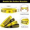 60 Pieces Bee Rubber Bracelets Bulk Bee Theme Party Favors Silicone Wristbands Black and Yellow Color Stretch Bracelets for Boy Girl Costume Accessories Birthday Baby Shower Party Supplies view 2