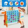 Costzon Giant 4-in-A-Row, Jumbo 4-to-Score Giant Game w/Basketball Hoop, Ring Toss, Quick-Release Slider, 42 Jumbo Rings, Indoor Outdoor Family Connect Game for Kids & Adults, Backyard Games, Orange view 3