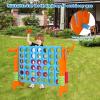 Costzon Giant 4-in-A-Row, Jumbo 4-to-Score Giant Game w/Basketball Hoop, Ring Toss, Quick-Release Slider, 42 Jumbo Rings, Indoor Outdoor Family Connect Game for Kids & Adults, Backyard Games, Orange view 4