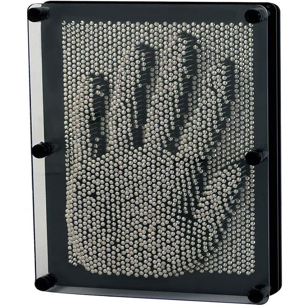 3D Pin Art Toy, Large Size 6 X 8Unique Metal 3D Pin Art Board for Kids & Adults (Silver, Metal)