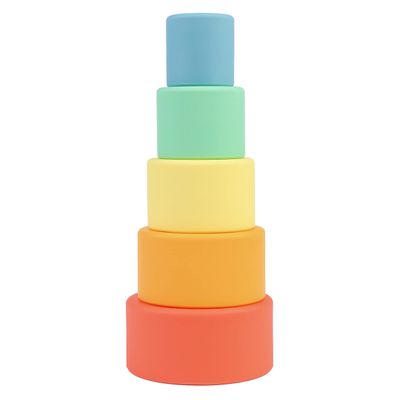 BLUE GINKGO Silicone Stacking Cups  Nesting & Sensory Stacking Toy for Toddlers | Open-Ended Montessori Toy with 5 Cups (Matte Colors)