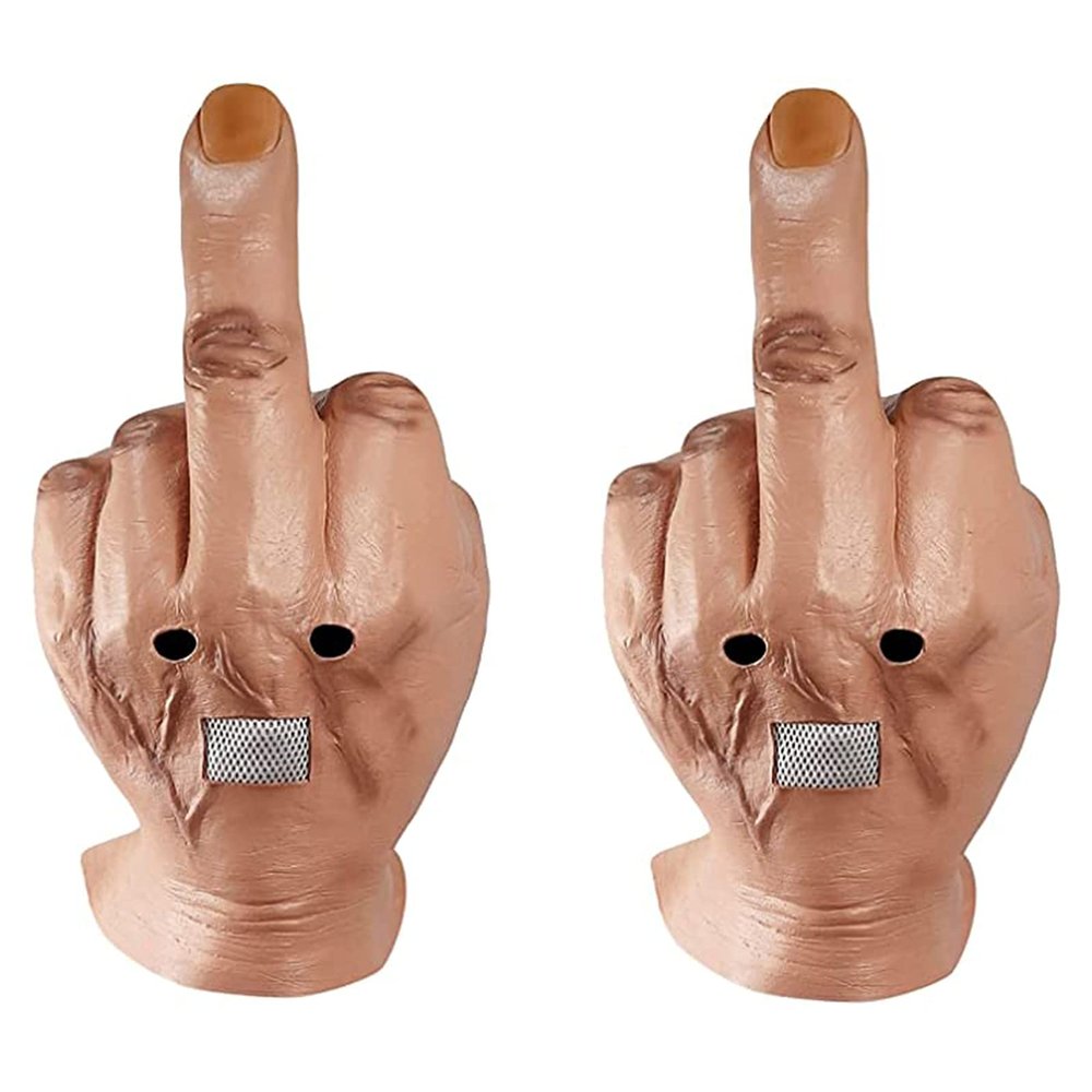 Anshka Middle Finger Halloween Mask, Latex Spoof Middle Finger Mask, Creepy Fingers Mask Halloween Mask, Spoof Mask (2pcs)