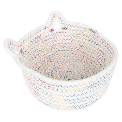 1pc Storage Box Wicker Hamper Small Hand Woven Basket Key Storage Basket Cotton Basket Kids Laundry Hamper Shelf Basket Nursery Toys Toy Basket White Make up Cotton Rope