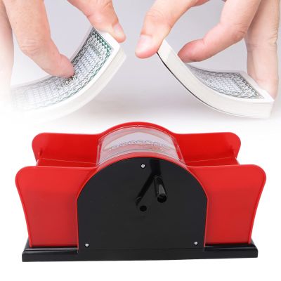 Card Shuffler, 12 Deck Manual Card Shuffler Poker Playing Card Casino Card Mixer Hand Cranked Shuffler Tool Cards Shuffling Machine for Poker Deck Playing Cards Card Table Board Games(red)