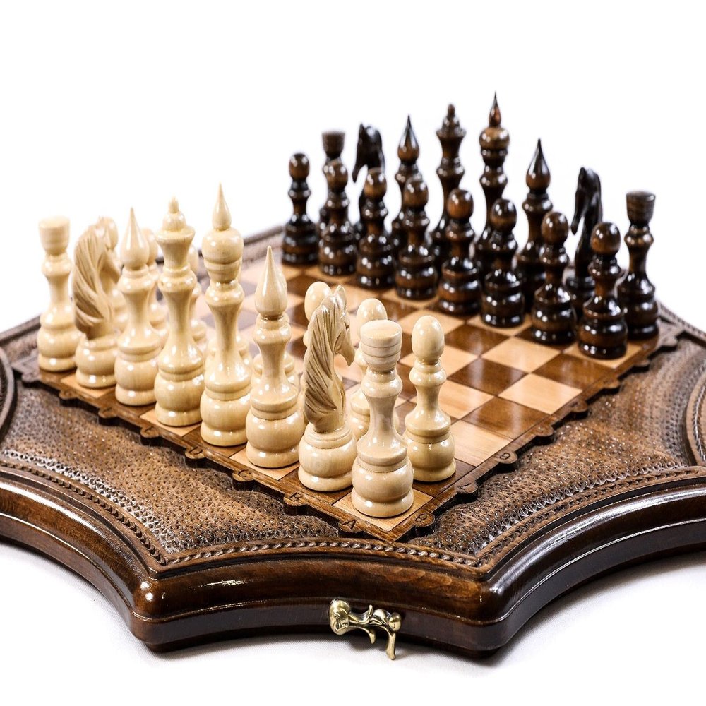 Chess Set Star - Personalized Wooden Armenian Carved (15.7 inch)