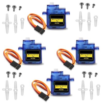 SIPYTOPF 4Pack SG90 Micro Servo Motor Mini Servo SG90 9g Servo Kit for RC Helicopter Airplane Car Boat Robot Arm/Hand/Walking/Servo Door Lock Control with Cable