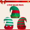 JOYIN 3 PCS Unisex Christmas Elf Hats for Christmas, Xmas Hats for Kids Adults, Funny for Xmas Party Gifts view 2