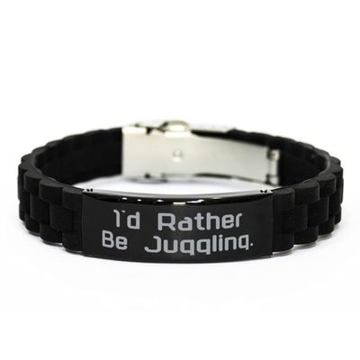 Inappropriate Juggling Gifts, I'd Rather Be Juggling, Useful Black Glidelock Clasp Bracelet for Men Women from