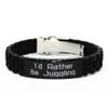 Inappropriate Juggling Gifts, I'd Rather Be Juggling, Useful Black Glidelock Clasp Bracelet for Men Women from view 1