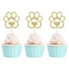 Dog Paw Print Cupcake Toppers - Puppy Dog Cake Toppers Set of 12pcs, Puppy Dog Birthday Party Decorations Supplies, Pet Theme Party Cake Decorations Supplies, Baby Shower Party Decorations view 1