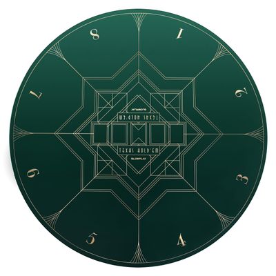 SLOWPLAY Nash 47 inch Round Poker Mat for Texas Holdem | Portable Poker Table Top with Art Deco Layout Print, Hemmed Edges, Smooth Surface, and Premium Carrying Bag for Games Everywhere