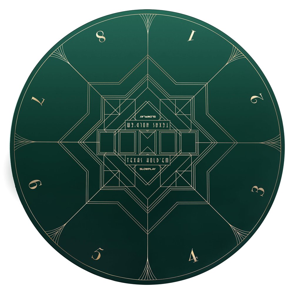 SLOWPLAY Nash 47 inch Round Poker Mat for Texas Holdem | Portable Poker Table Top with Art Deco Layout Print, Hemmed Edges, Smooth Surface, and Premium Carrying Bag for Games Everywhere