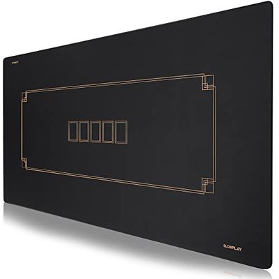 SLOWPLAY Godel Texas Hold'em Poker Mat 47 x 27 Inch | Poker Table Top with Hemmed Edges, Extra Water Repellent, Noise Reduction | Super Portable for Games Everywhere (Black and Champagne Gold)