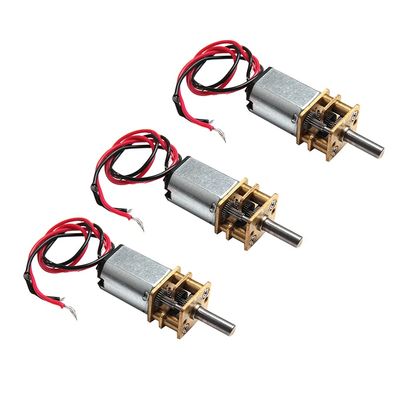 Acxico 3Pcs Mini Micro N20 Gear Motor DC 3V-6V Slow Speed Full Metal Gearbox DIY Robot Car