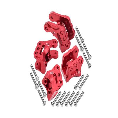 Axial 1/10 RBX10 Ryft 4WD Rock Bouncer Upgrade Parts Aluminum Front & Rear Axle Mount Set For Suspension Links - 20Pc Set Red