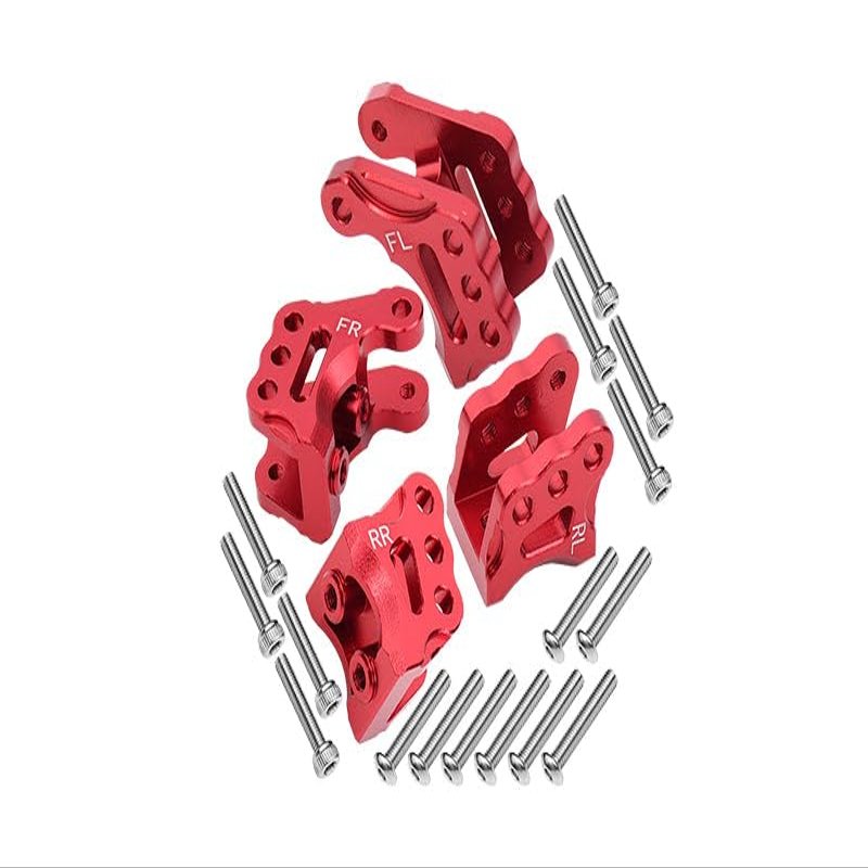 Axial 1/10 RBX10 Ryft 4WD Rock Bouncer Upgrade Parts Aluminum Front & Rear Axle Mount Set For Suspension Links - 20Pc Set Red