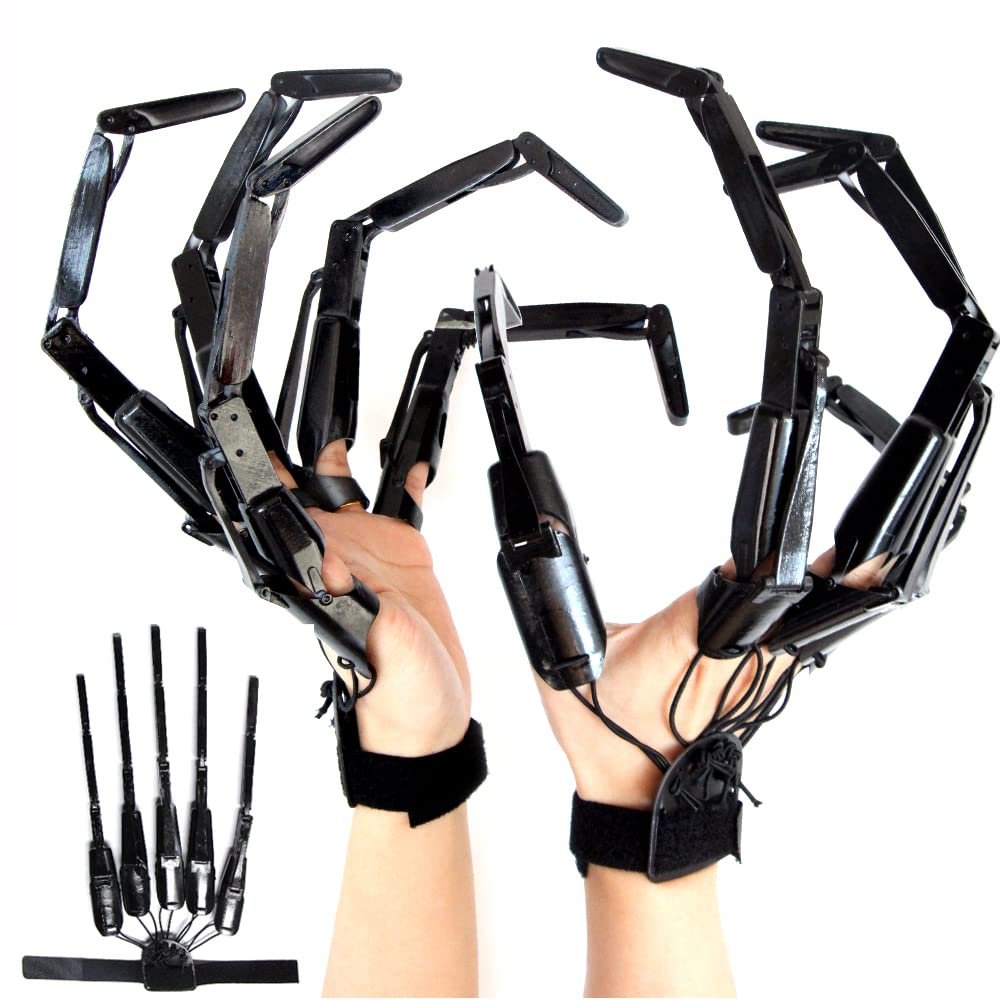Articulated Fingers Extensions - Halloween Skeleton Hands-Realistic Halloween Party Decor Flexible 3D Printing Scarry Fake Fingers Haunted House Prop Halloween Cosplay Gear Fits All Finger Sizes