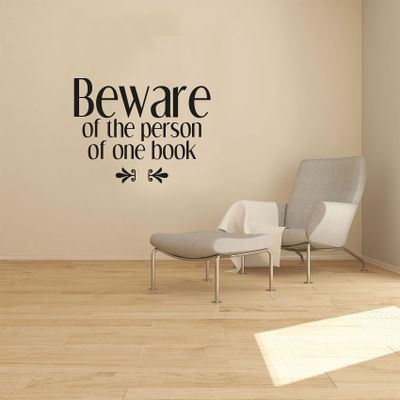 Beware Of The Person OF One Book - Quotes About Reading Vinyl Wall Art Sticker Wall Decal Books Reading Hobby Home Kids Library Area Living Room Boys Girls Kids Dcor Design Size (24x40 inch)