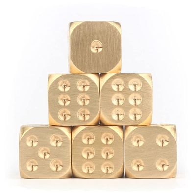 Square 15MM Copper 6-Sided Game Dice 10pcs Set Brass Dices Manual Polishing Solid Brass Entertainment Accessories Casino Dice