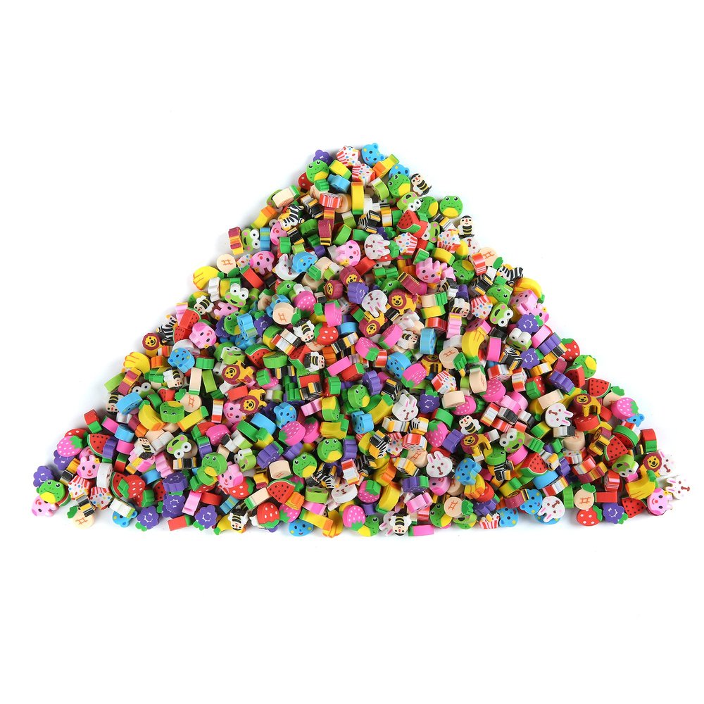 300 PCS Mini Animal Fruit Erasers, Bulk Tiny Novelty Pencil Erasers Assortment for Kids for Party Favor, Gift Filling, and School Home Work Rewards