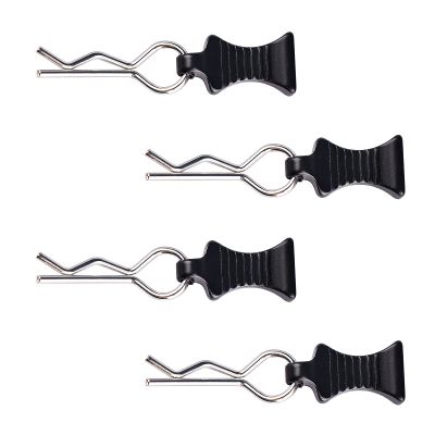 AIMROCK RC Body Clips R Pins 30-Degree Angle RC Clips with Pull Tabs for 1/10 1/12 Traxxas Arrma Axial Losi HPI RC Car Crawler Truck Buggy (Black)