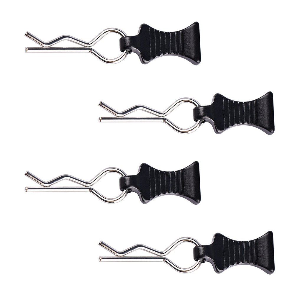 AIMROCK RC Body Clips R Pins 30-Degree Angle RC Clips with Pull Tabs for 1/10 1/12 Traxxas Arrma Axial Losi HPI RC Car Crawler Truck Buggy (Black)