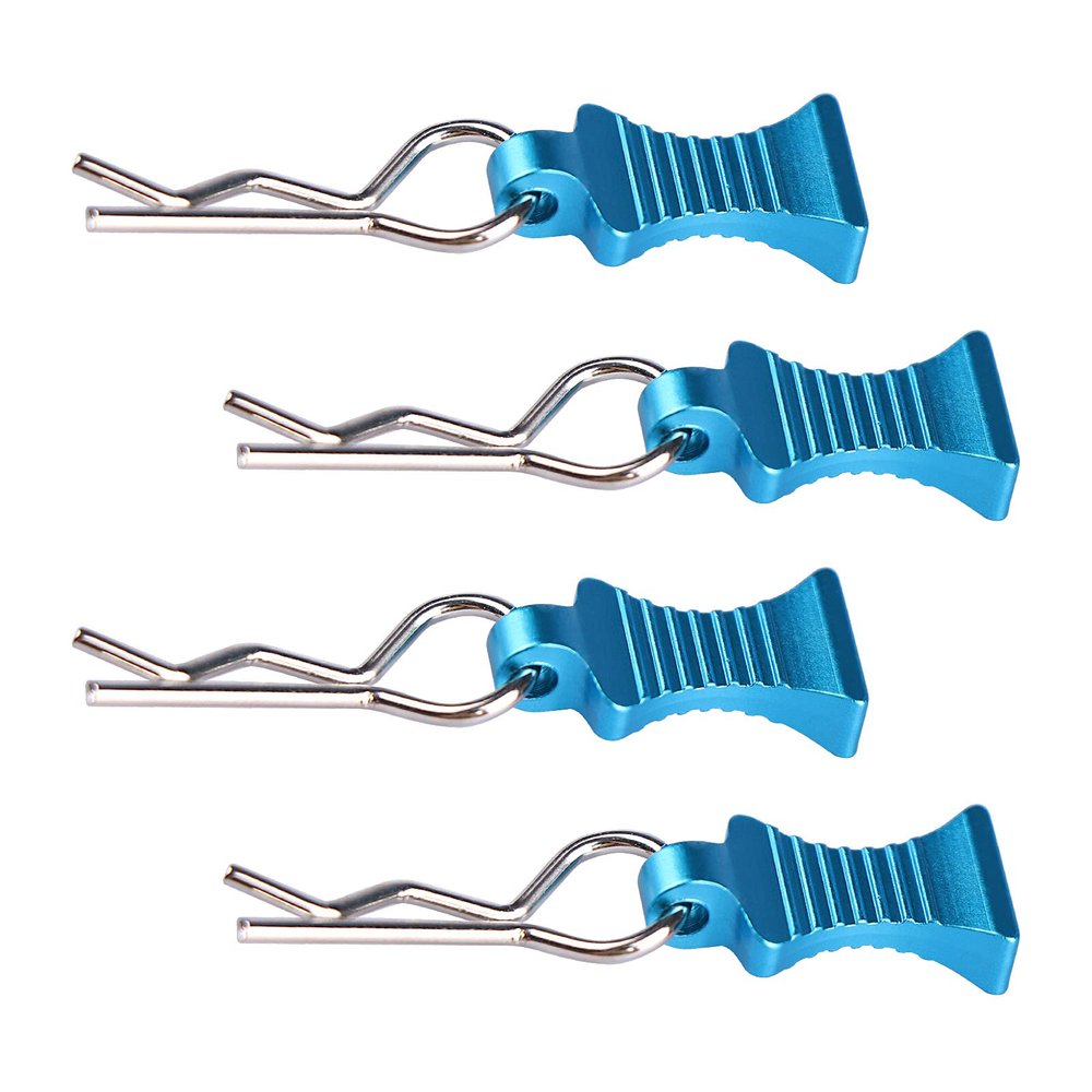 AIMROCK RC Body Clips R Pins 30-Degree Angle RC Clips with Pull Tabs for 1/10 1/12 Traxxas Arrma Axial Losi HPI RC Car Crawler Truck Buggy (Blue)