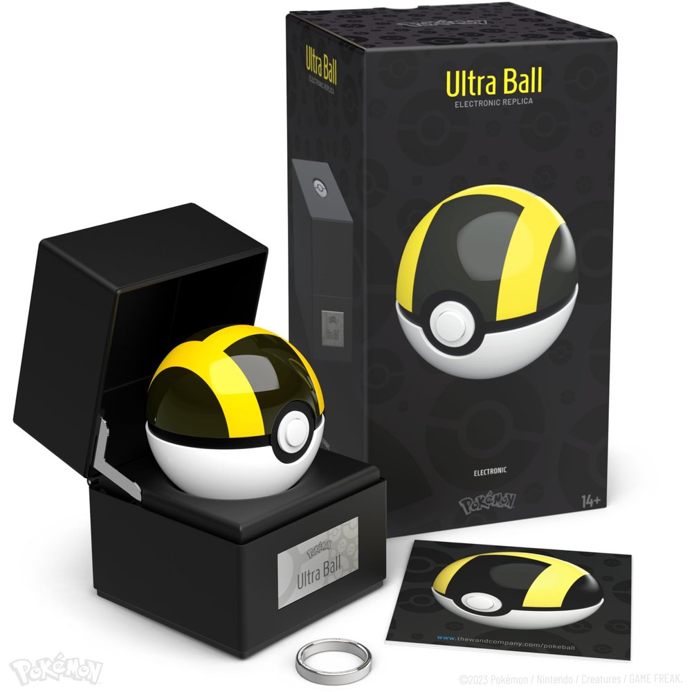 The Wand Company Original Pok Ball Authentic Replica - Realistic, Electronic, Die-Cast Pok Ball with Display Case Light Features Officially Licensed by Pokmon