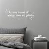 Vinyl Wall Art Decal - Her Aura is Made of Poetry Roses and Galaxies - 9" x 25" - Trendy Inspirational Quote Sticker for Girls Bedroom Living Room Kids Room Home Office Decor (White) view 1