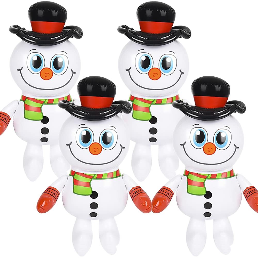 Christmas Snowman Inflate Outdoor Yard Decorations, Christmas Party Blow Up, Birthday Parties, Winter Fun, 24" (4-Pack)