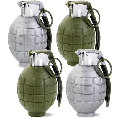 Liberty Imports 4 Pack Kids Toy Military Army Pretend Play Plastic Hand Grenades with Realistic Sound Effects
