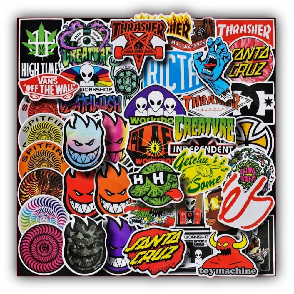 Skateboard Stickers 100 Pack, Skateboard Decals with Unique Designs for Electronics, Laptops, Thermos, Cellphones, Guitars, Skateboards, etc. Decorative Stickers