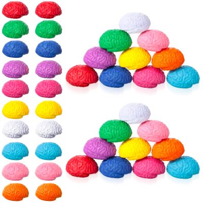 40 Pcs Brain Stress Ball 1.6" Colorful Mini Brain Stress Ball Bulk PU Hand Muscle Exercise Pressure Prop Improve Grip Strength Object Recognition Prop Mold Birthday Party Favors Christmas Fun Gift