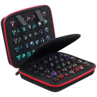 Aoriher 1 Pcs Dice Case with Removable Slotted Tray for Storage Game Storage Case Dice Holder Holds up to 70/10 Sets (Red)
