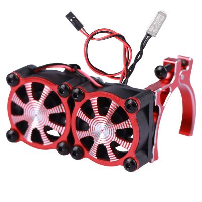 AIMROCK Aluminum 36mm-40mm RC Motor Heatsink w/Double Cooling Fans for 1/10 TRX4 SCX10 RC Crawler (Red)