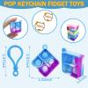100 Pack Square Pop Fidget Keychain Pop Fidget Toys Bulk Party Favors for Kids 4-8,8-12 Years, Goodies Bag Stuffers Bulk, Gift for Kids, Boys, Girls view 3