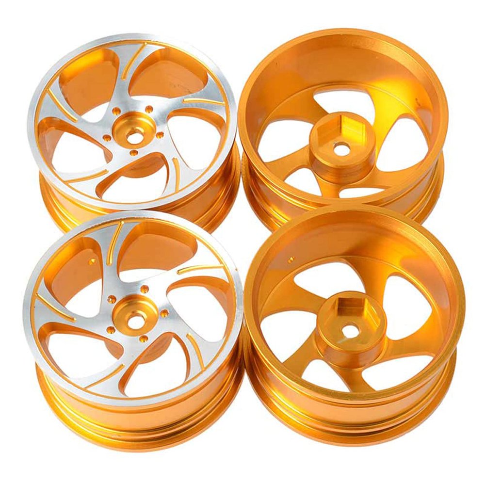LAFEINA Aluminum Alloy Wheel Rim for 1:10 RC Drift On-Road Racing Touring Car HSP Redcat HPI Himoto Kyosho Sakura Tamiya (D Gold)