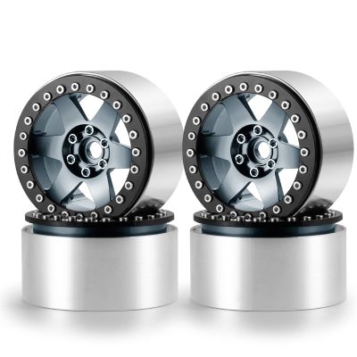 RC-Hub 4Pcs 2.2" Beadlock Wheels Rims Extended Width 35mm for 1/10 Axial Wraith 90048 RR10 RC Crawler Car (Titanium+Black)